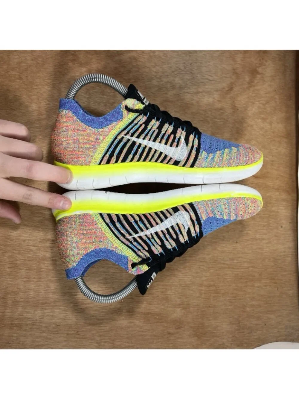 Nike Free RN Flyknit Blue Pink Womens Size 7.5 831070-102 Running Shoes
